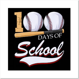100 Days Of School Sports Game Baseball Player Student Posters and Art
